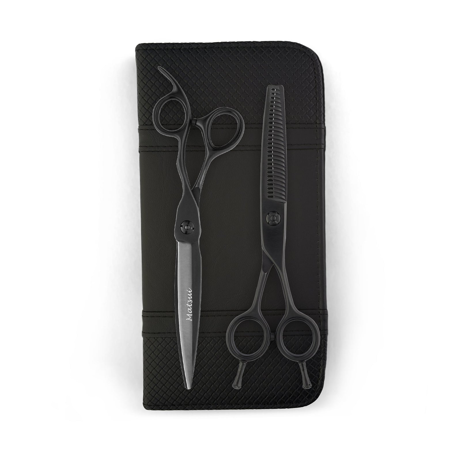 6 inch Matsui VG10 Sword Scissor Thinner Combo - Matte Black - Scissor Tech Canada (4729454362678)
