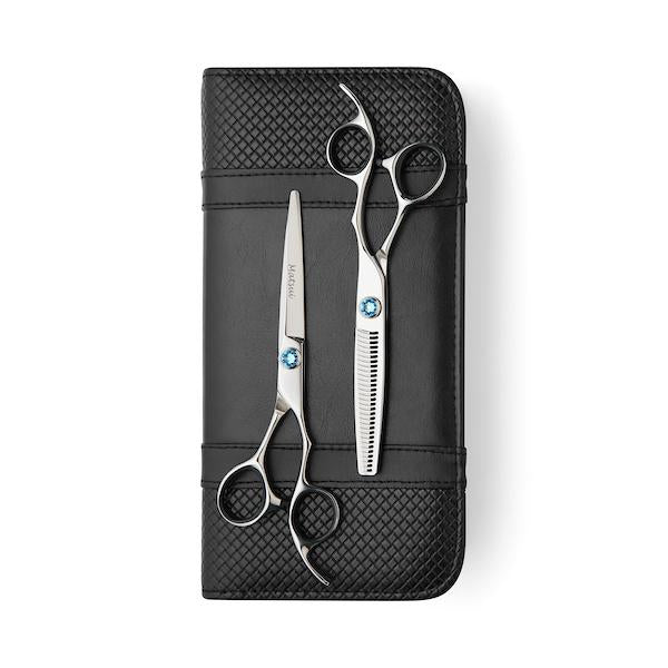 5.5 Inch 2022 Matsui Swarovski Elegance Limited Edition - Sky Blue Hairdressing Scissors Thinner Combo - Scissor Tech Canada (1478471122998)