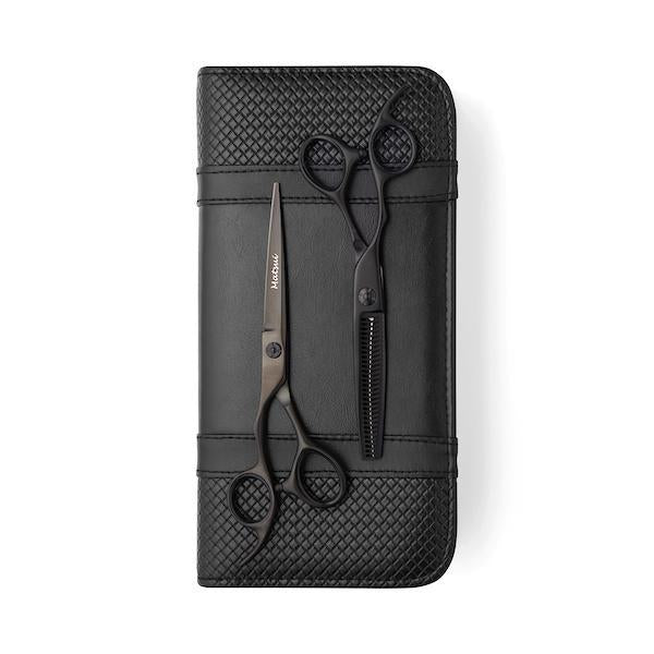 5.5 Inch Lefty Matsui Aichei Mountain Matte Black Hairdressing Scissors - Thinner Combo - Scissor Tech Canada (1968034578486)