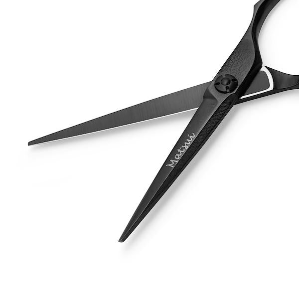 5.5 inch 2022 Matsui Matte Black Damascus Offset Scissor - Scissor Tech Canada (1989718900790)