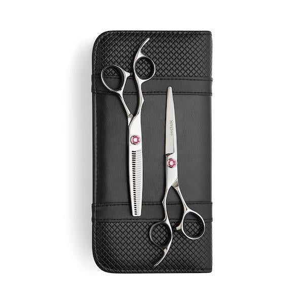 5.5 inch 2022 Lefty Matsui Swarovski Elegance Pink Scissors & Thinning Shears Combo (Limited Edition) - Scissor Tech Canada (6837213691958)