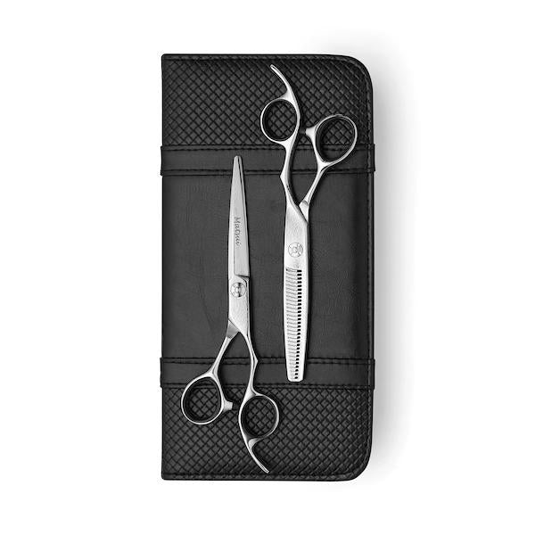 5.5 inch 2022 Matsui Damascus Offset Scissor Thinner Combo - Scissor Tech Canada (1989708185654)