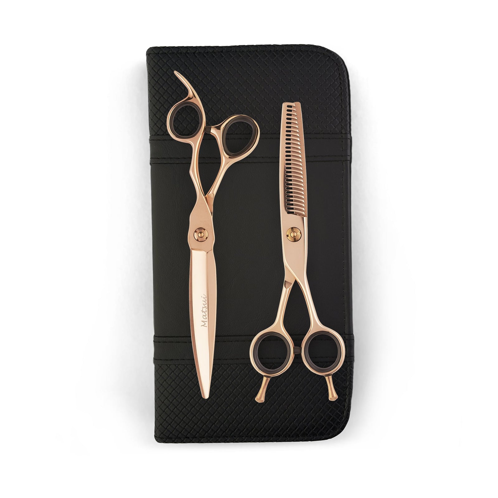 6 inch Matsui VG10 Sword Scissor Thinner Combo - Rose Gold - Scissor Tech Canada (4729456525366)